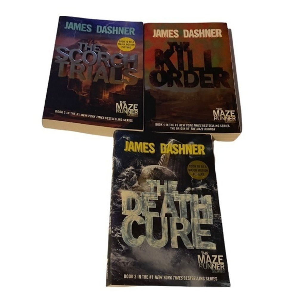 James Dashner lot of 3 books: The Death Cure, The Scorch Trials, The Kill Order.